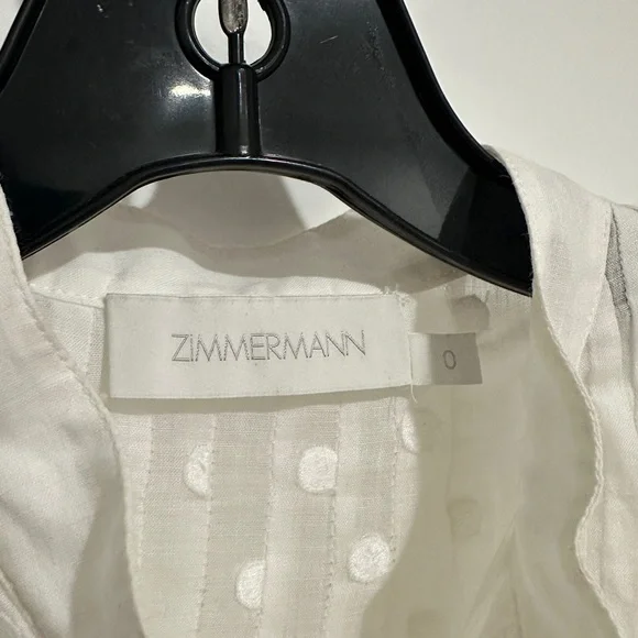ZIMMERMANN blouse. White blouse with embroidered polka dot throughout. - Picture 9 of 10